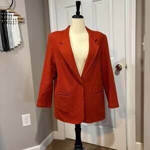 VTG Vintage Women's 90's Wool Blazer Jacket Lined Burnt Orange Size 14 Preppy